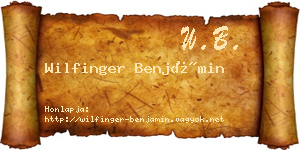 Wilfinger Benjámin névjegykártya