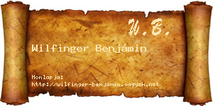 Wilfinger Benjámin névjegykártya